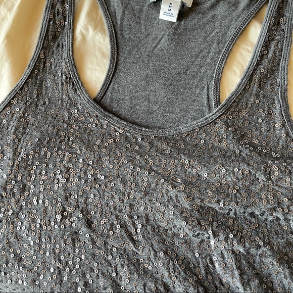 Grey Sequin Tank top Old Navy Racerback - Picture 5 of 6